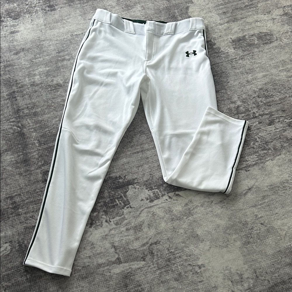 Under Armour White Baseball Pants with Black Trim Youth Large